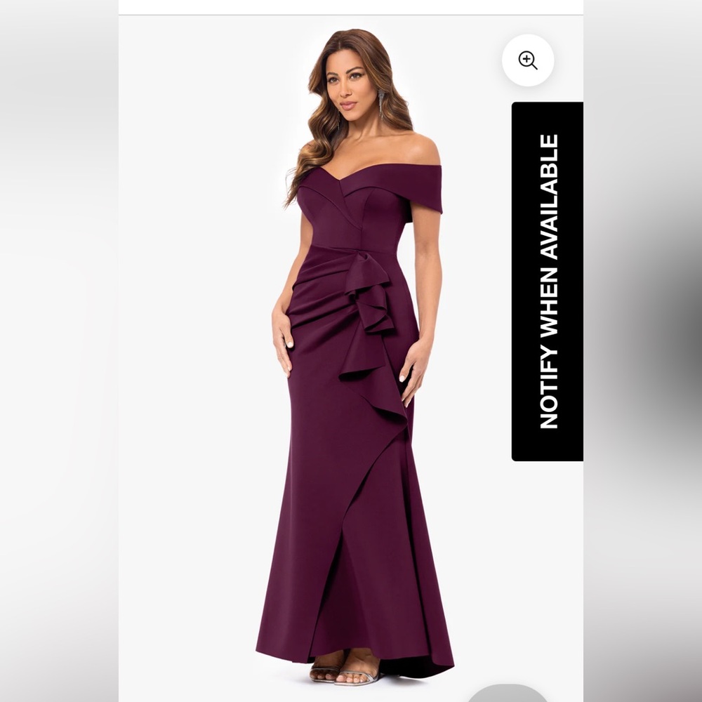 Xscape “Patti” Off-the -Shoulder Scuba Crepe Dress